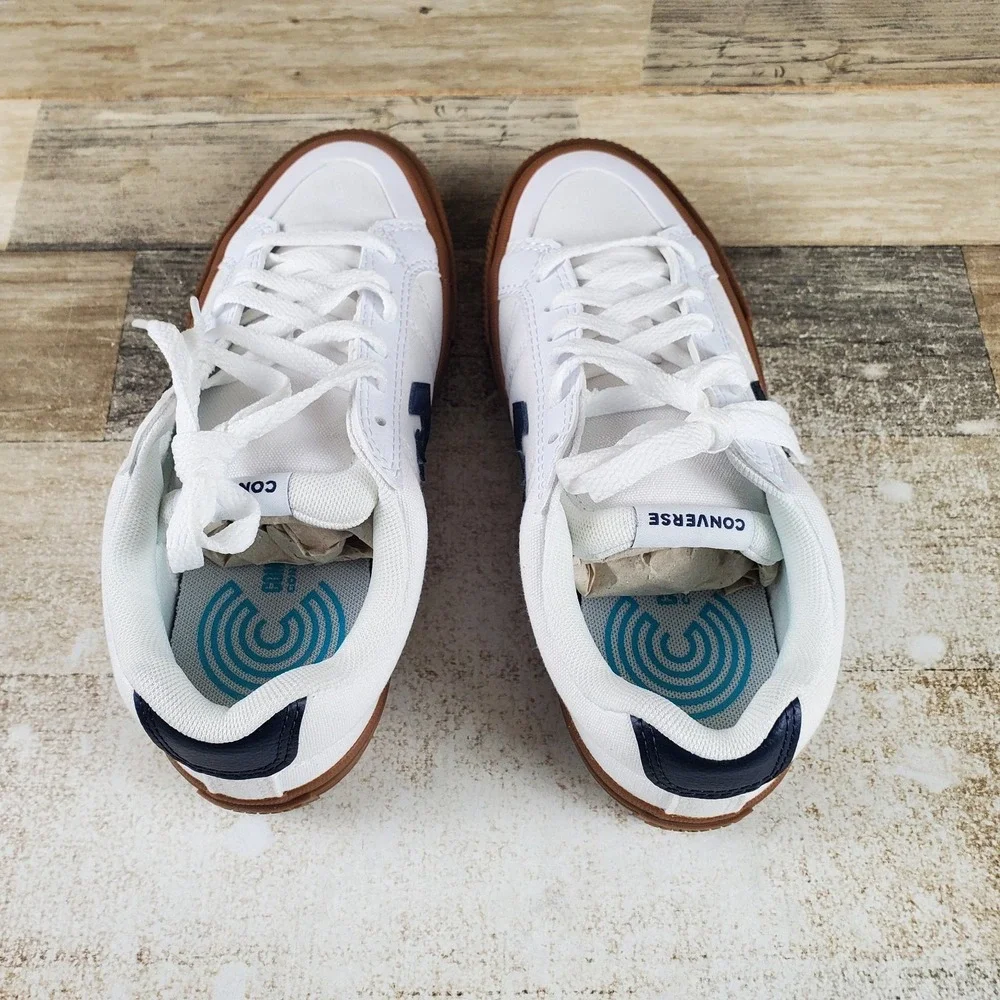 Converse Sport Shoes Womens Sz 5.5 Running White Navy Gum Lace Up Sneakers
